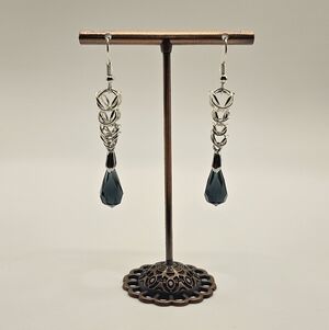 Chic Silver and Black Teardrop Earrings